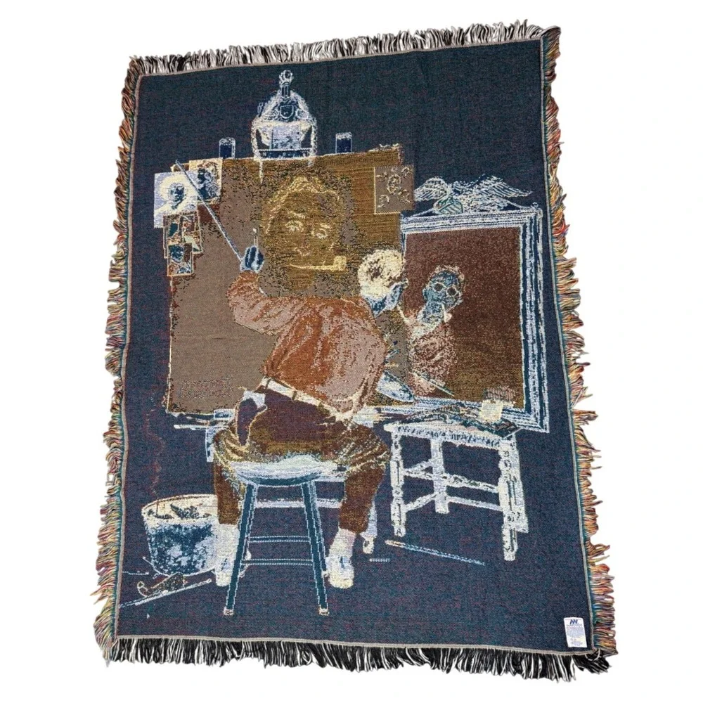 The Northwest Company Norman Rockwell Tapestry Blanket OS Multi Good Woven Art
